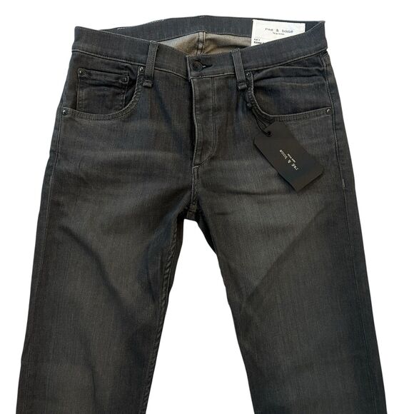 NEW RAG & BONE Men's Fit 1 Extra Slim Jeans Silver Gray Sz 33 (32x35) Button Fly - Picture 3 of 11